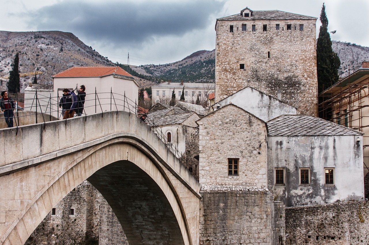 Mostar Bosnia bridge Colin Bielckus 01489 885555 back from holidays